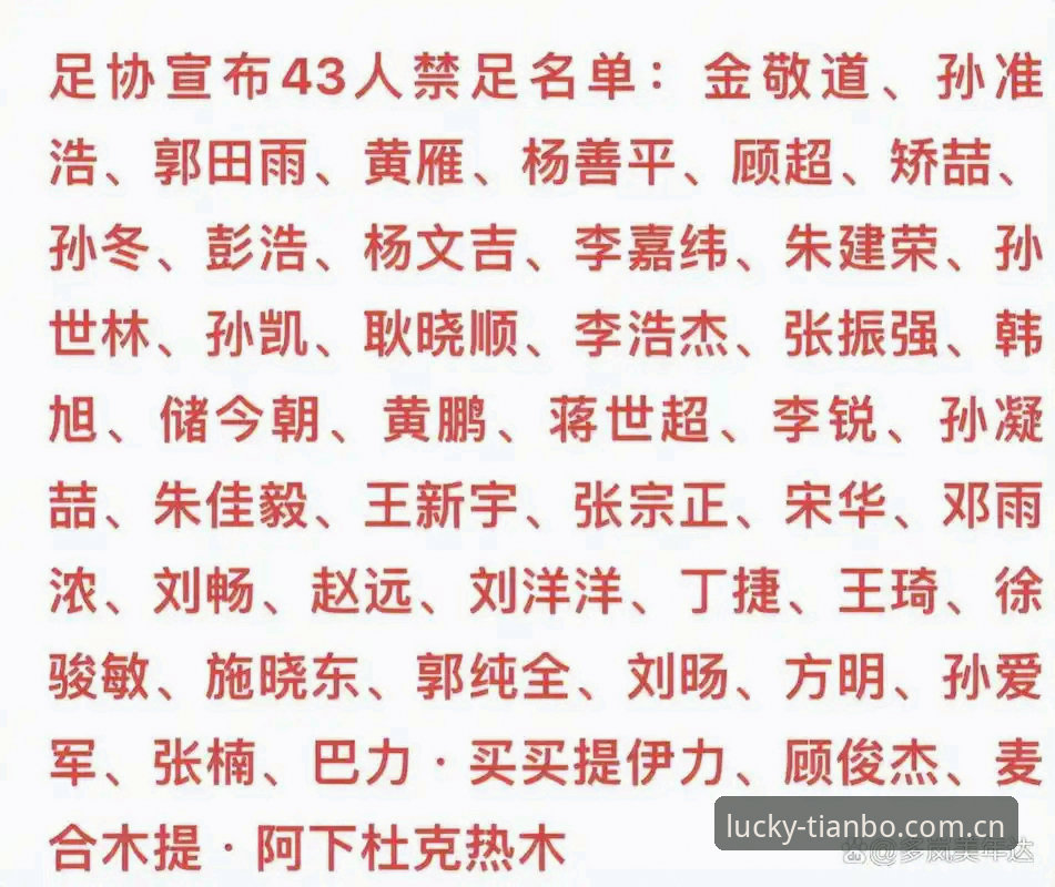 天博在线登录必备 中国足协第三批禁足名单详解:17人终身禁足,48人受罚